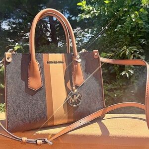 Michael Kors Small Maple Satchel Center Stripe Crossbody Bag NWT